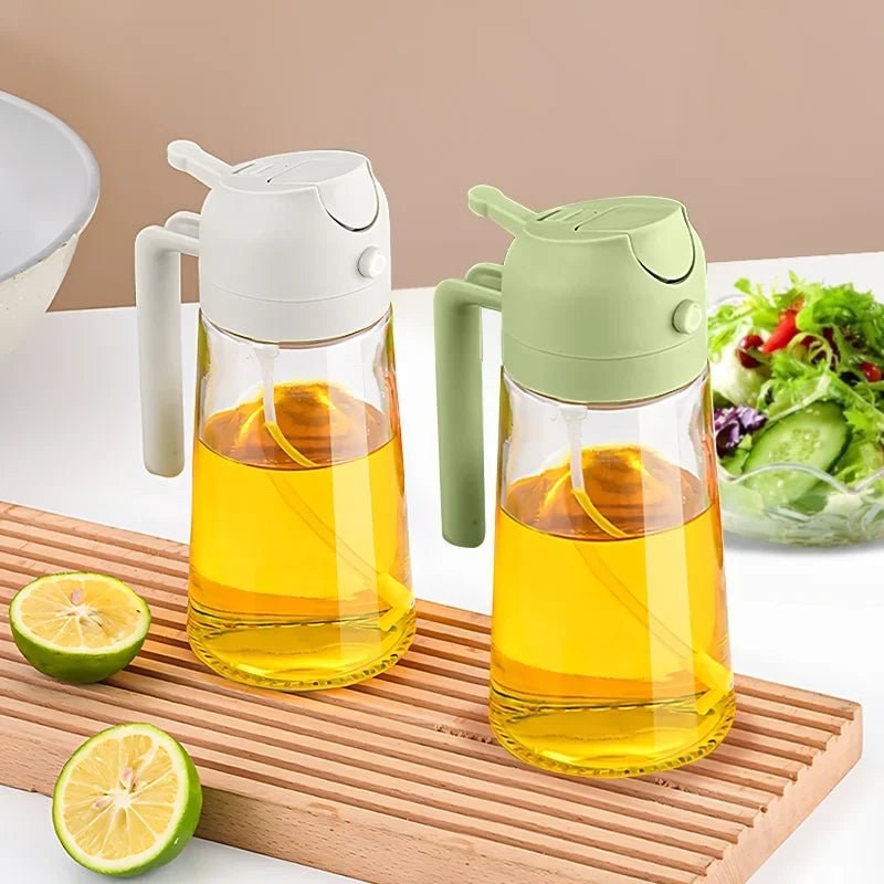 Glazen 2-in-1 oliespuitfles voor nauwkeurig koken