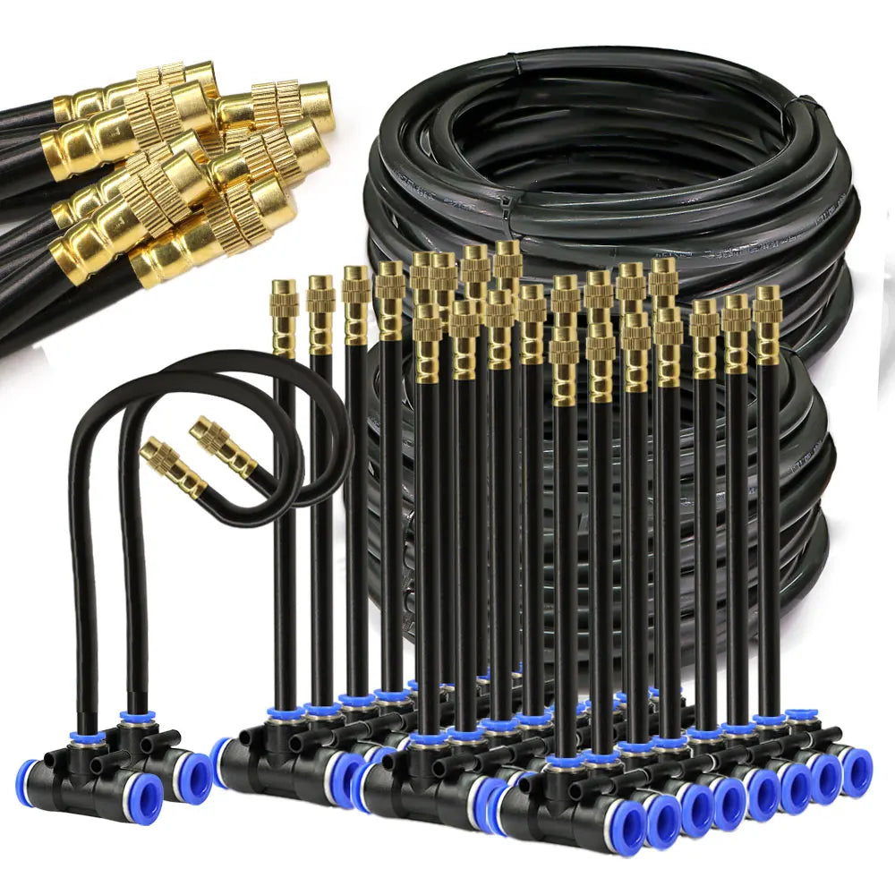 Zwarte 8mm PE-slang 20 cm Flexibele Sproeikop Nevel Bewateringssysteem 45/60/80/100W Zelfaanzuigende Pomp Verstelbare Sproeiset voor de Tuin