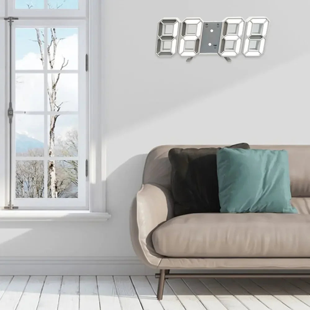 Moderne LED Digitale Wekker – Stijlvolle Wand- en Bureauklok voor Slaapkamer, Woonkamer en Kantoor